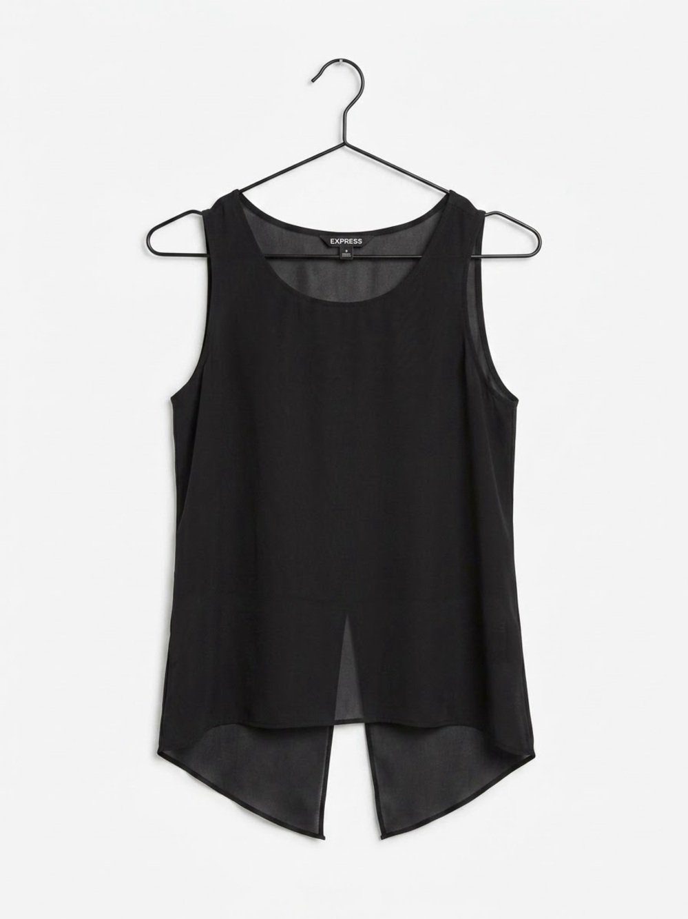 EXPRESS Black Sleeveless Asymmetrical Shell Top with Open Back Detail, Size M